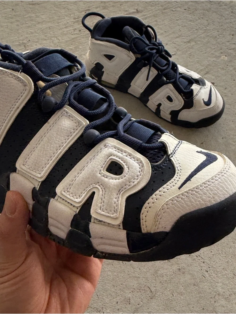 Nike Air More Uptempo White Navy – Size 5.5Y / Women’s – Used - Picture 3 of 8